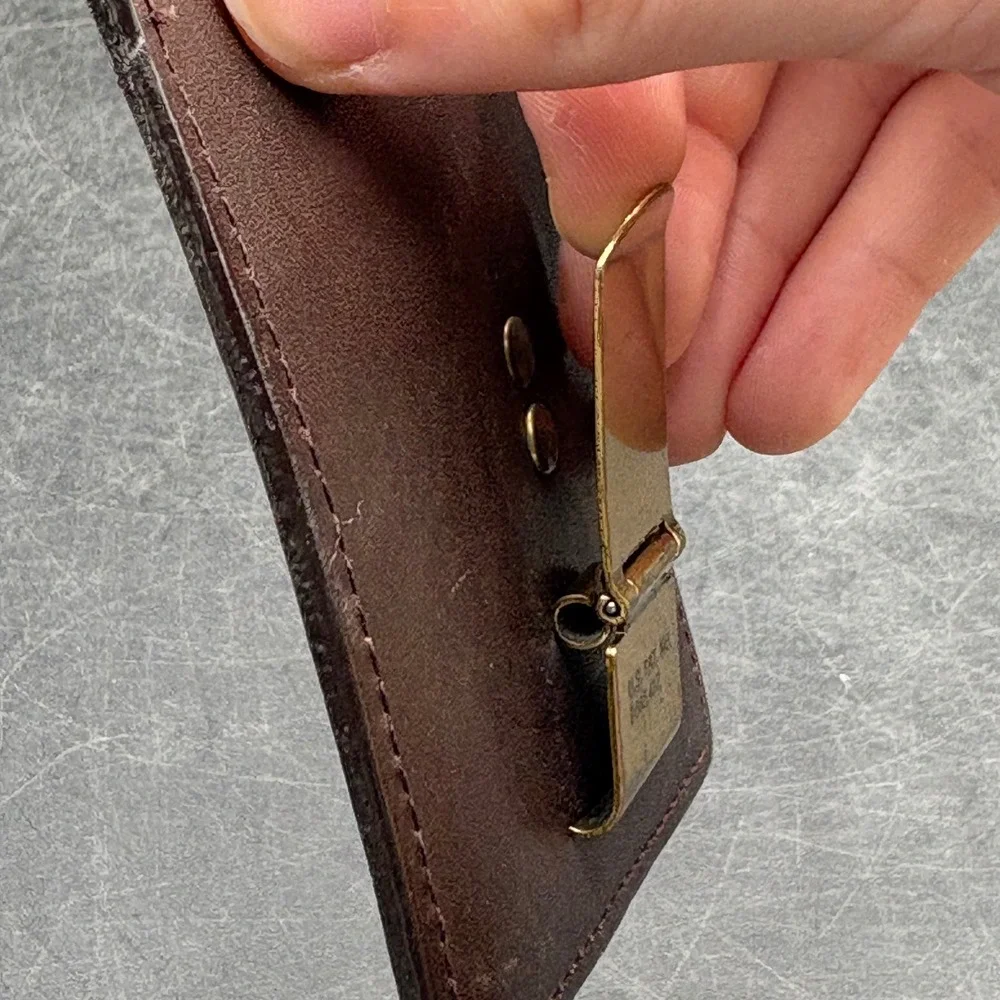 Fossil Mens Brown Leather Slim Card Holder Wallet with Brass Money Clip